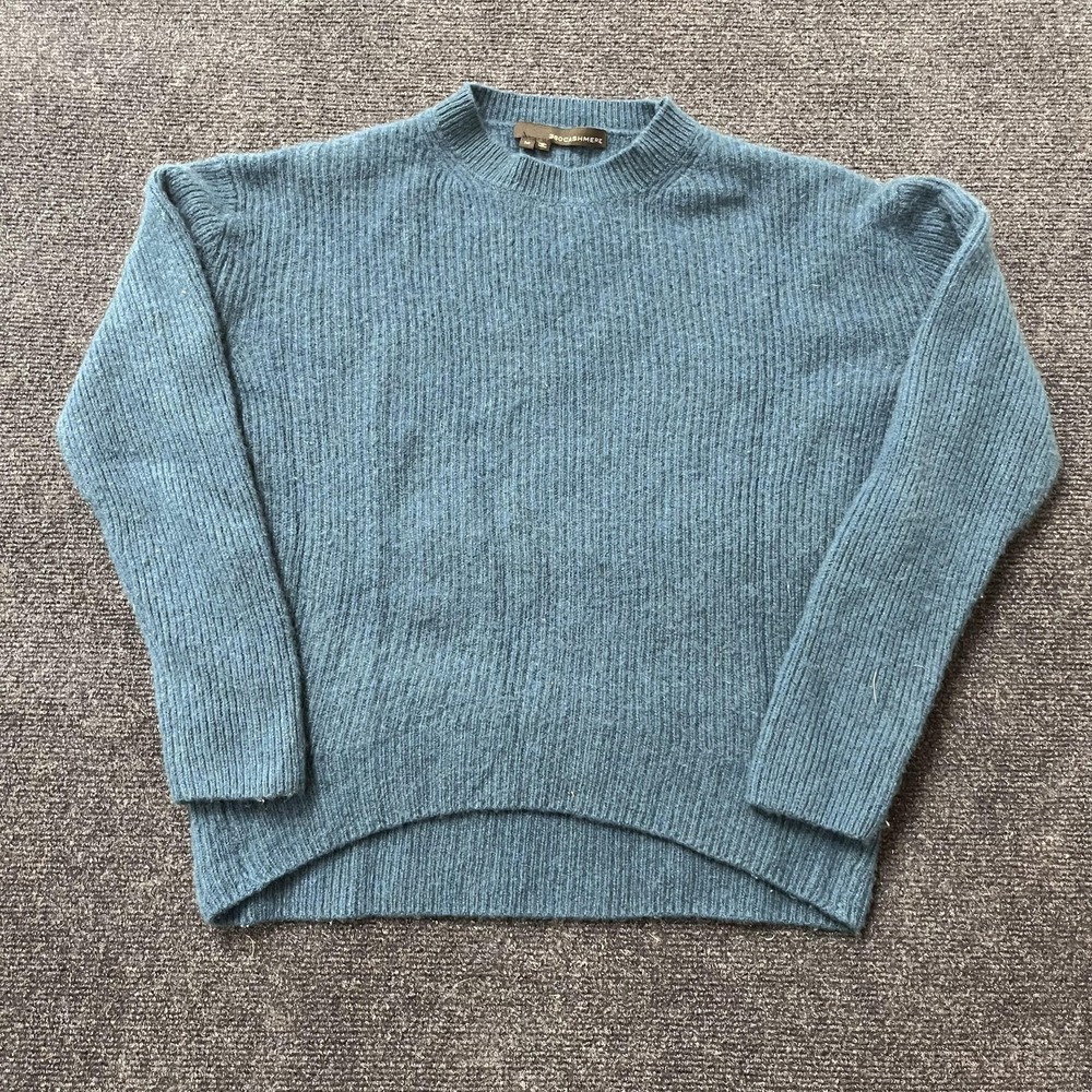 360Cashmere Sweater Womens Medium Blue Cashmere Mock Neck Ribbed Knit Pullover